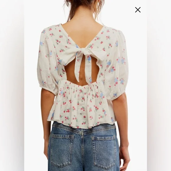 Free People White Floral Blouse - Picture 7 of 7